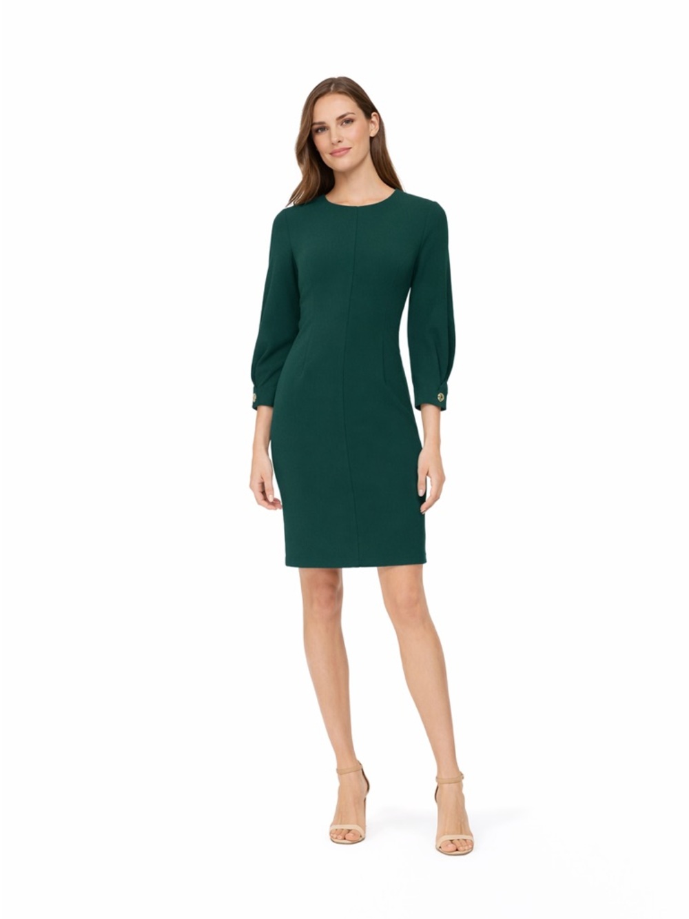 Tommy Hilfiger Green Sheath Dress with Bishop Sleeves